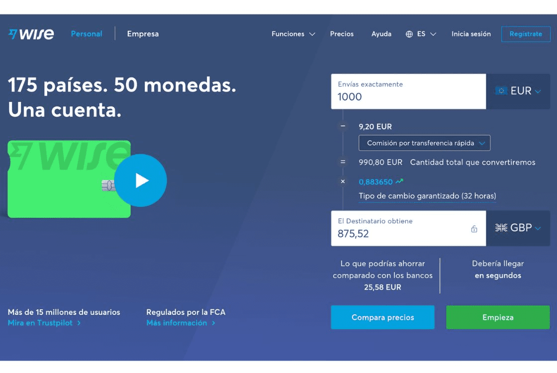 App para ahorrar dinero Wise