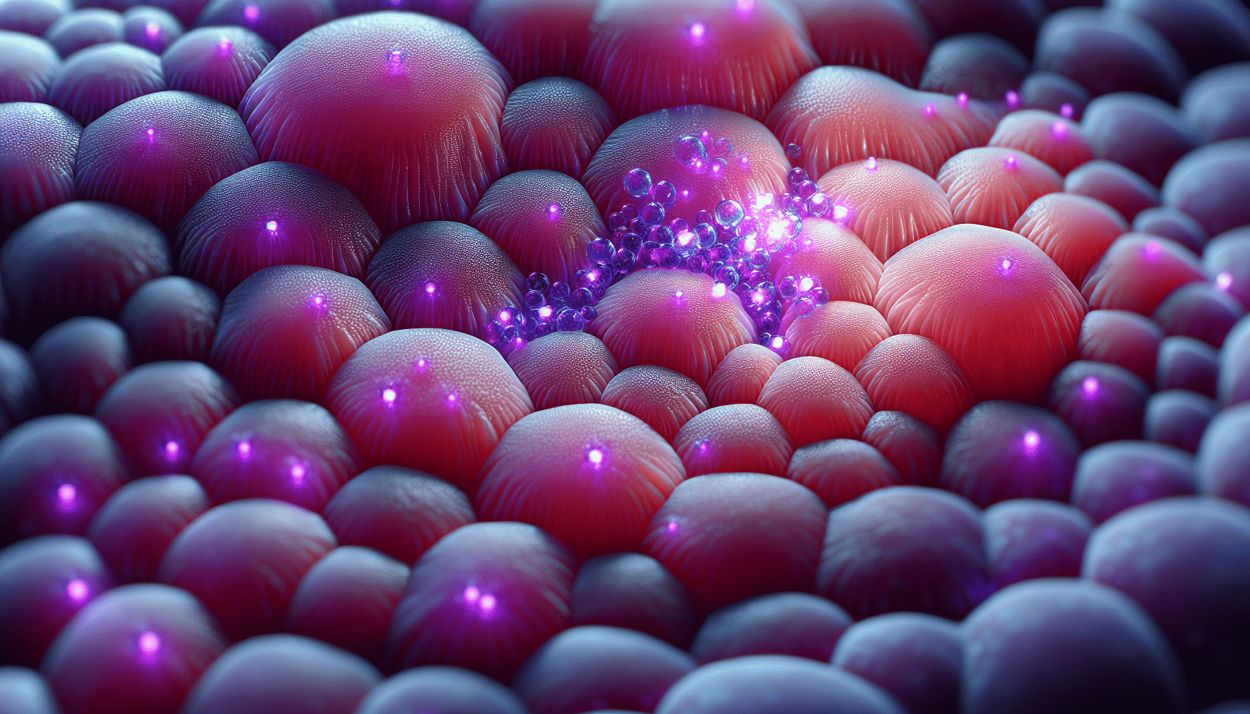 Ilustración de nanopartículas en la piel